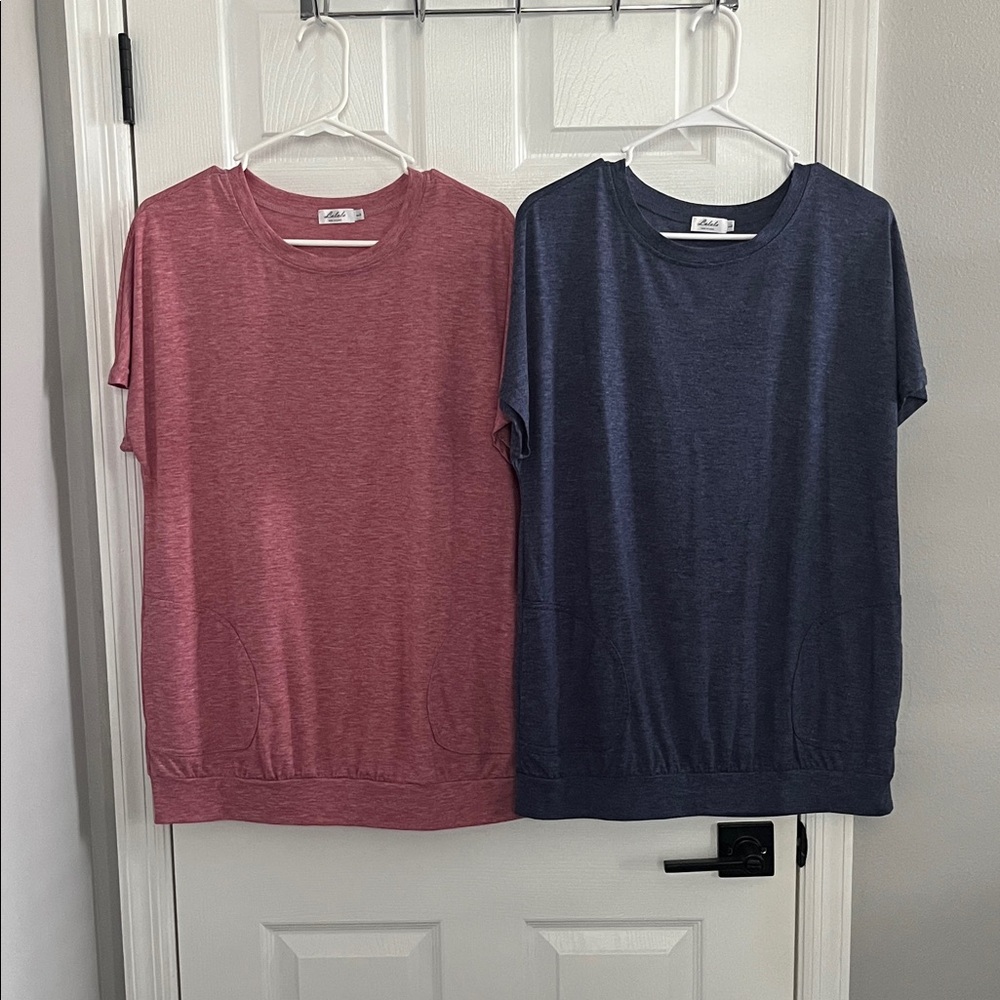 Pink and Blue Short Sleeve T-Shirt Tops - Size L